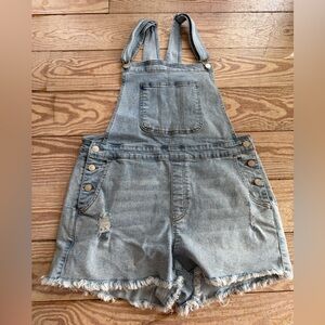 No Boundaries Light Blue Jean Shorts Overalls